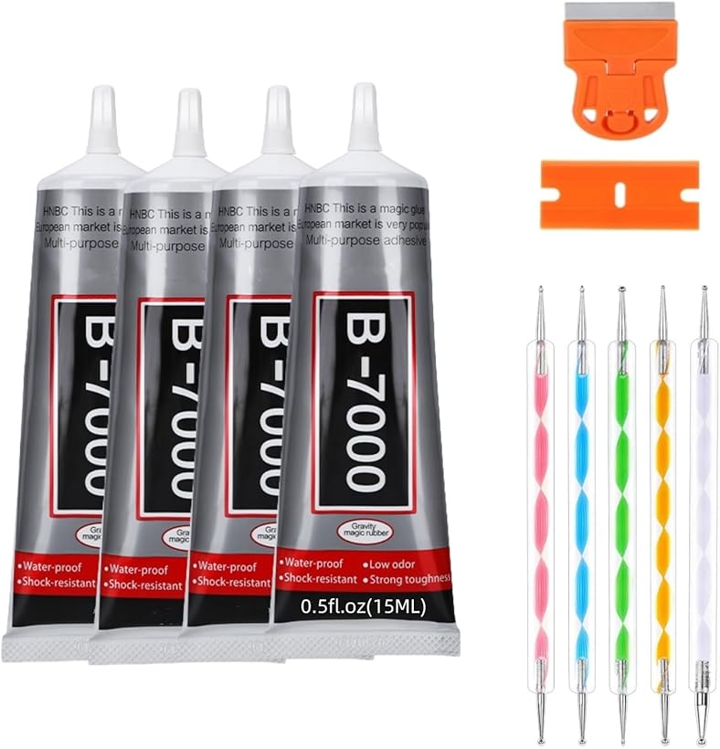 B-7000 Clear High Viscosity Glue Rhinestones (4X15ML/0.5oz)